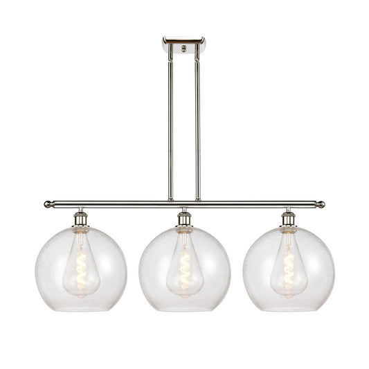 Innovations Athens 38in 3-Light Island Light | Industrial Polished Nickel and Seedy Glass | Kitchen Island & Dining Room | 38.25 | Model 516-3I-PN-G124-12
