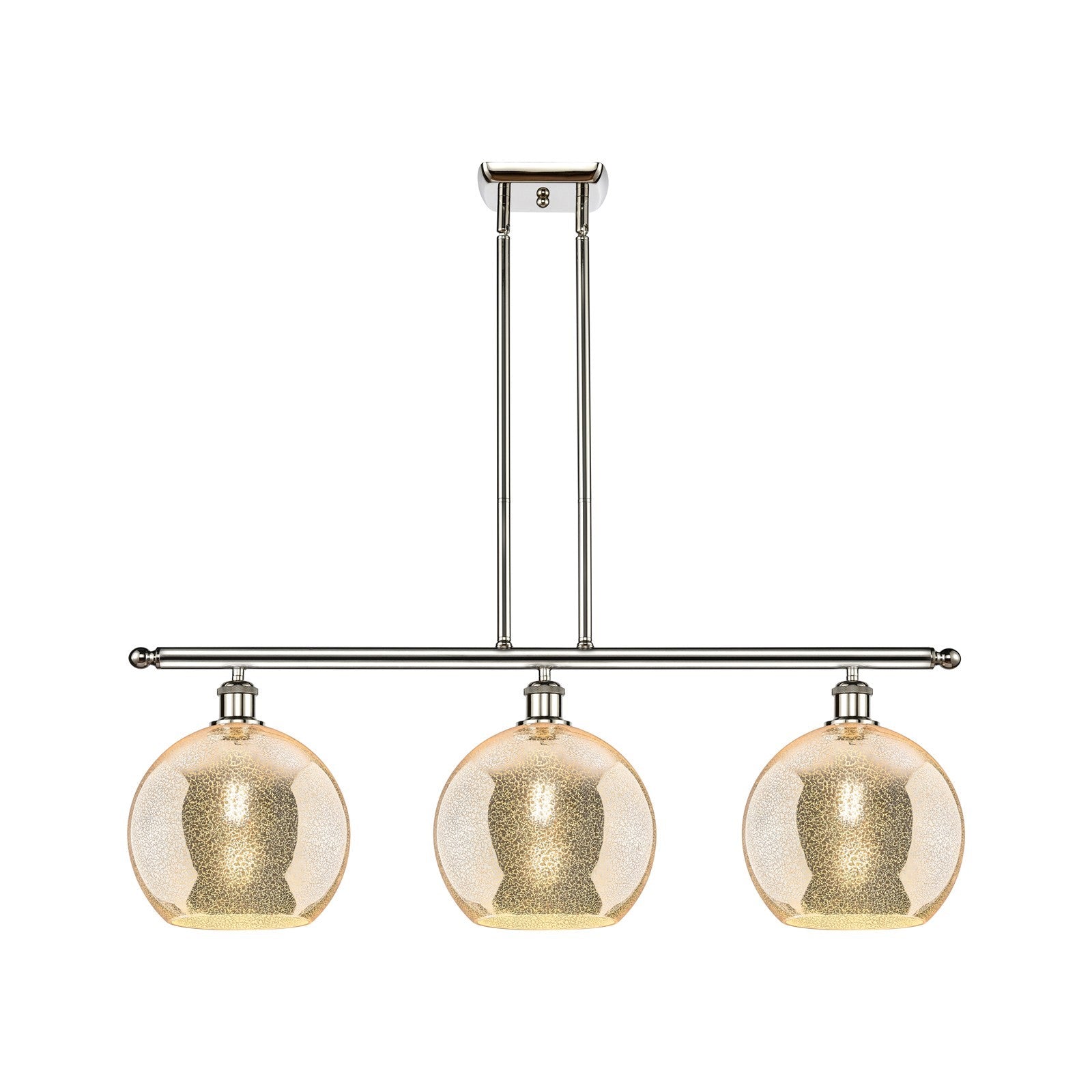 Innovations Athens 36.5in 3-Light Island Light | Industrial Modern Polished Nickel and Mercury Glass | Kitchen Island & Dining | Model 516-3I-PN-G128-10