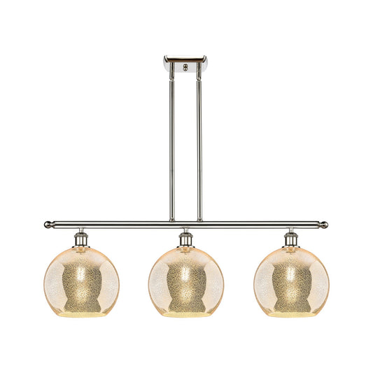 Innovations Athens 36.5in 3-Light Island Light | Industrial Modern Polished Nickel and Mercury Glass | Kitchen Island & Dining | Model 516-3I-PN-G128-10
