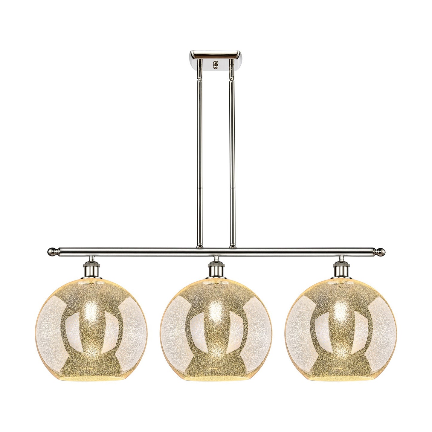 Innovations Athens 38in 3-Light Island Light | Industrial Polished Nickel and Mercury Glass | Kitchen Island & Dining Room | Model 516-3I-PN-G128-12