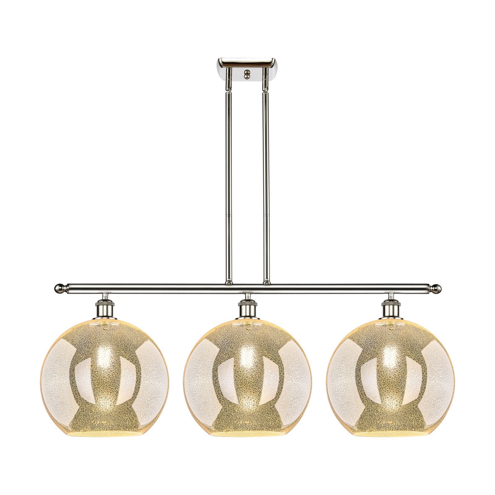 Innovations Athens 38in 3-Light Island Light | Industrial Polished Nickel and Mercury Glass | Kitchen Island & Dining Room | Model 516-3I-PN-G128-12