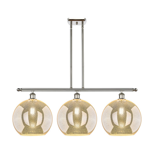 Innovations Athens 38in 3-Light Island Light | Industrial Polished Nickel and Mercury Glass | Kitchen Island & Dining Room | Model 516-3I-PN-G128-12