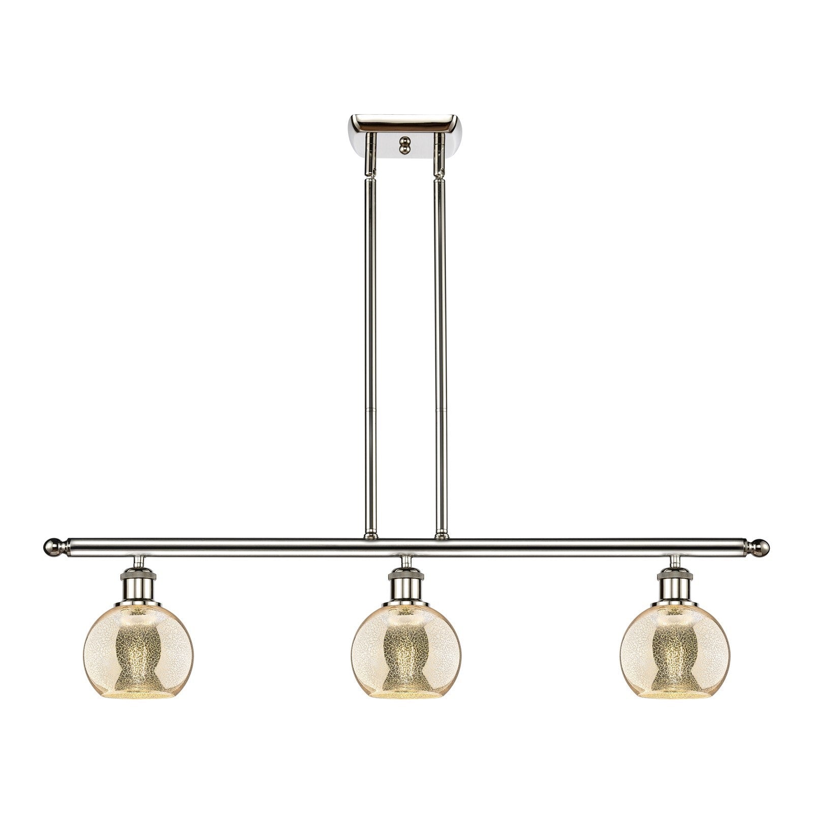 Innovations Athens 36in 3-Light Island Light | Industrial Polished Nickel Steel and Mercury Glass | Kitchen Island & Dining Room | Model 516-3I-PN-G128-6