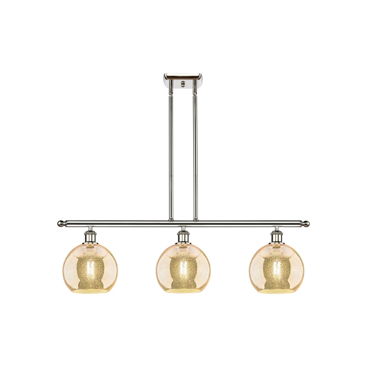 Innovations Athens 36in 3-Light Island Light | Industrial Polished Nickel and Mercury Glass | Kitchen Island & Dining Room | 36 x | Model 516-3I-PN-G128-8