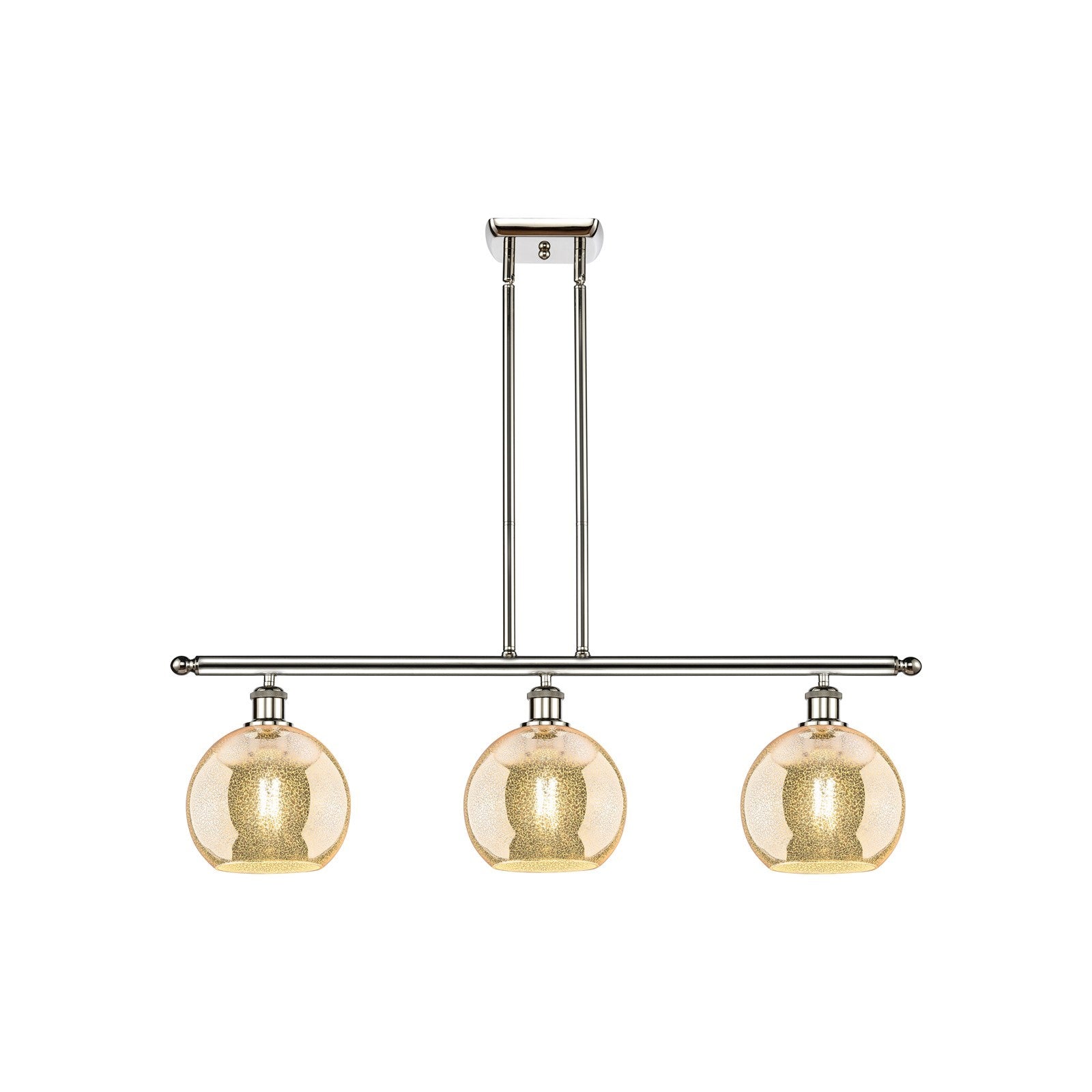 Innovations Athens 36in 3-Light Island Light | Industrial Polished Nickel and Mercury Glass | Kitchen Island & Dining Room | 36 x | Model 516-3I-PN-G128-8