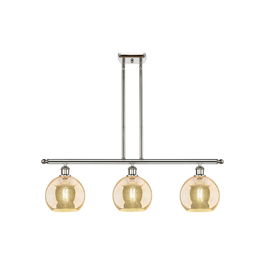 Innovations Athens 36in 3-Light Island Light | Industrial Polished Nickel and Mercury Glass | Kitchen Island & Dining Room | 36 x | Model 516-3I-PN-G128-8