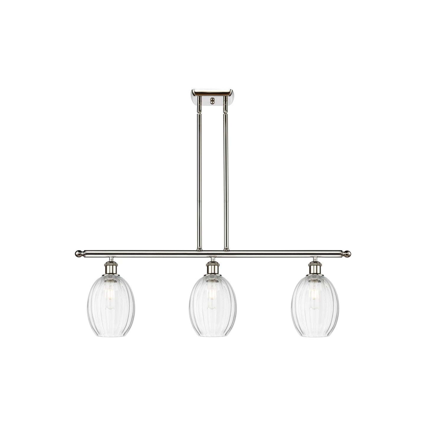Innovations Preston Bulb 36in 3-Light Island Light | Industrial Polished Nickel and Clear Glass | Kitchen Island | 36 x 11.25 x | Model 516-3I-PN-G459-6CL