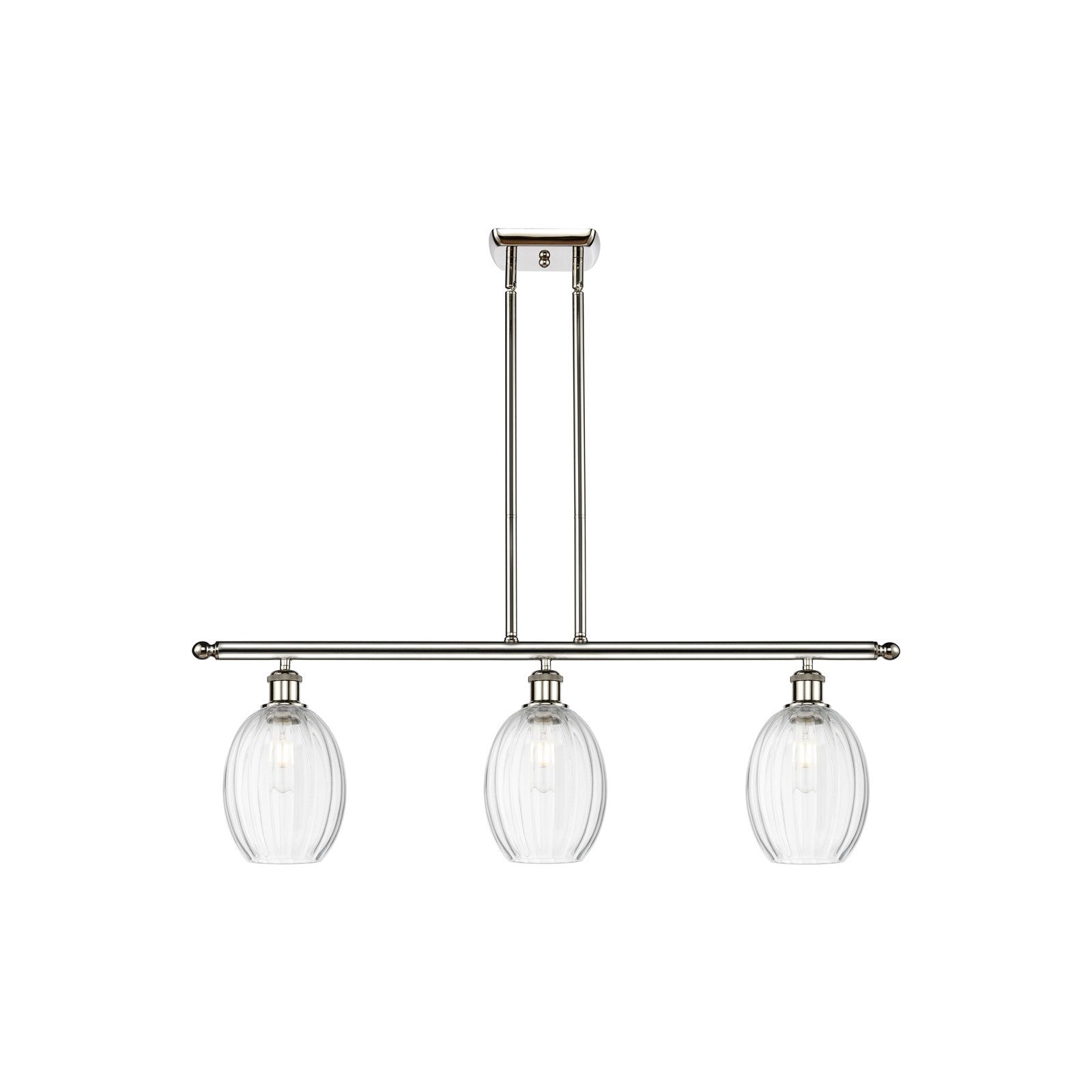 Innovations Preston Bulb 36in 3-Light Island Light | Industrial Polished Nickel and Clear Glass | Kitchen Island | 36 x 11.25 x | Model 516-3I-PN-G459-6CL