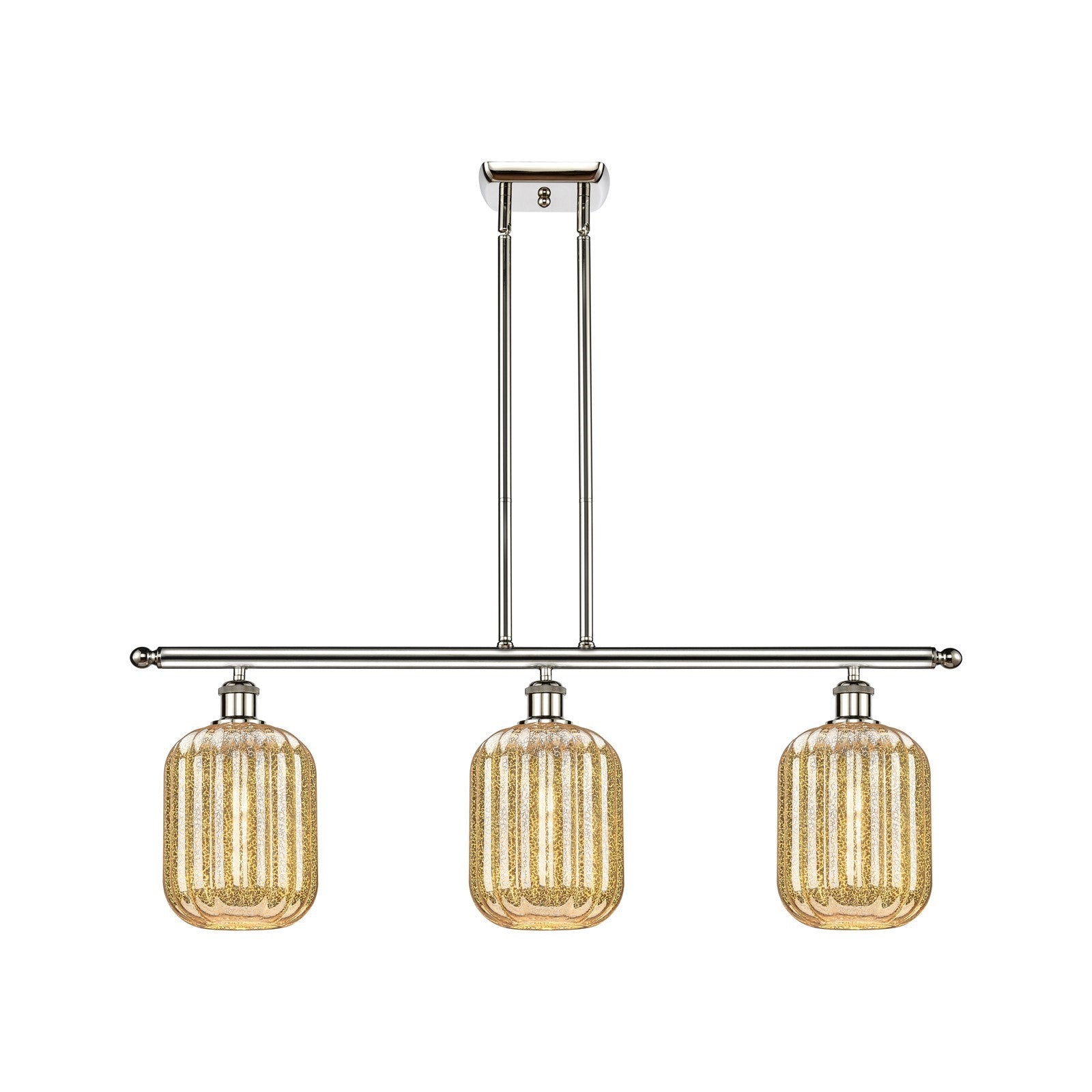 Innovations Preston Cylinder 36in 3-Light Island Light | Industrial Polished Nickel and Mercury Glass | Kitchen Island & Dining | Model 516-3I-PN-G460-7ME