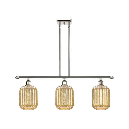 Innovations Preston Cylinder 36in 3-Light Island Light | Industrial Polished Nickel and Mercury Glass | Kitchen Island & Dining | Model 516-3I-PN-G460-7ME