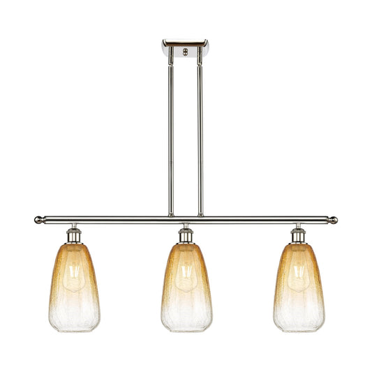 Innovations Brookhaven Almond 36in 3-Light Island Light | Industrial Polished Nickel Steel and Amber Glass | Kitchen Island & | Model 516-3I-PN-G480-6AM