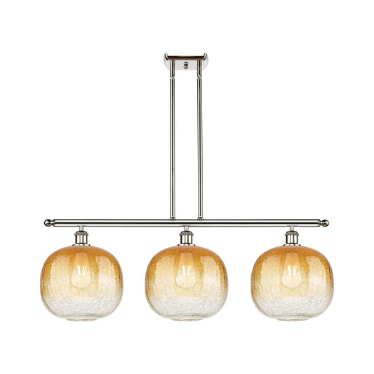 Innovations Brookhaven Sphere 37in 3-Light Island Light | Industrial Modern Polished Nickel and Amber Glass | Kitchen Island & | Model 516-3I-PN-G481-10AM