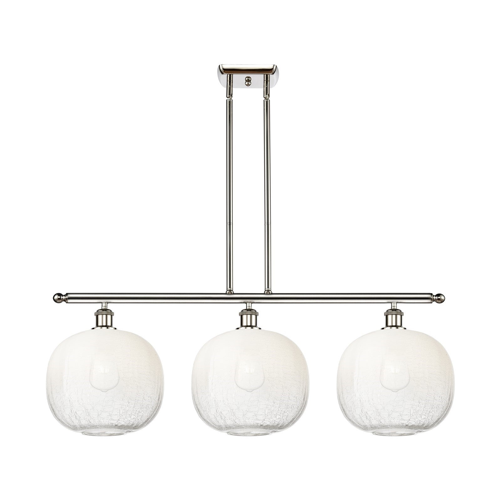 Innovations Brookhaven Sphere 37in 3-Light Island Light | Industrial Modern Polished Nickel and Opal Glass | Kitchen Island & | Model 516-3I-PN-G481-10OP