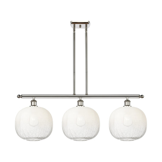 Innovations Brookhaven Sphere 37in 3-Light Island Light | Industrial Modern Polished Nickel and Opal Glass | Kitchen Island & | Model 516-3I-PN-G481-10OP