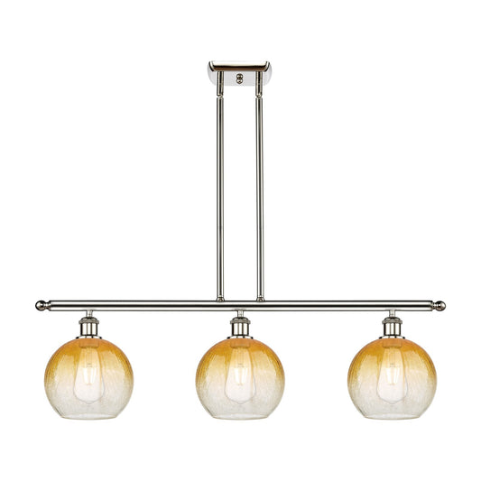 Innovations Brookhaven Globe 36in 3-Light Island Light | Industrial Polished Nickel Steel and Amber Glass | Kitchen Island | 36 | Model 516-3I-PN-G483-8AM