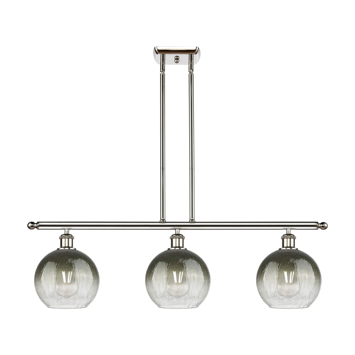 Innovations Brookhaven Globe 36in 3-Light Island Light | Industrial Polished Nickel and Slate Glass | Kitchen Island & Dining | Model 516-3I-PN-G483-8SL