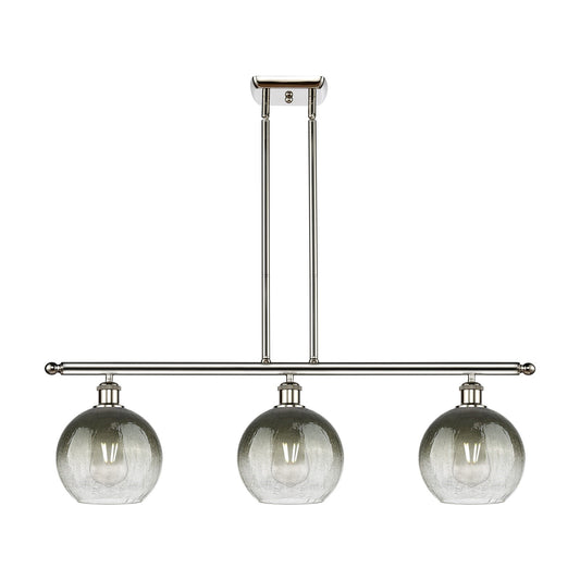 Innovations Brookhaven Globe 36in 3-Light Island Light | Industrial Polished Nickel and Slate Glass | Kitchen Island & Dining | Model 516-3I-PN-G483-8SL