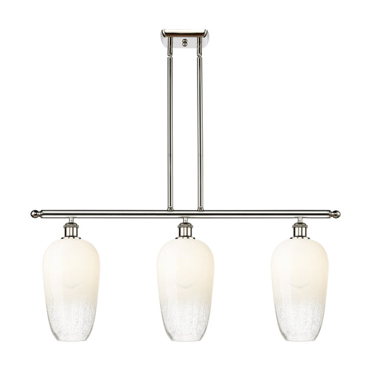 Innovations Brookhaven Flute 36in 3-Light Island Light | Industrial Polished Nickel Steel and Opal Glass | Kitchen Island & | Model 516-3I-PN-G484-7OP