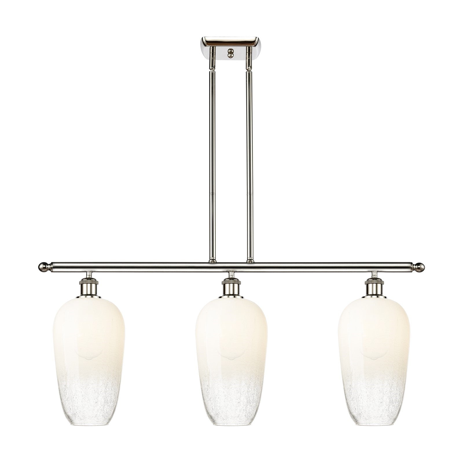 Innovations Brookhaven Flute 36in 3-Light Island Light | Industrial Polished Nickel Steel and Opal Glass | Kitchen Island & | Model 516-3I-PN-G484-7OP