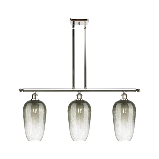 Innovations Brookhaven Flute 36in 3-Light Island Light | Industrial Polished Nickel and Slate Glass | Kitchen Island | 36 x | Model 516-3I-PN-G484-7SL