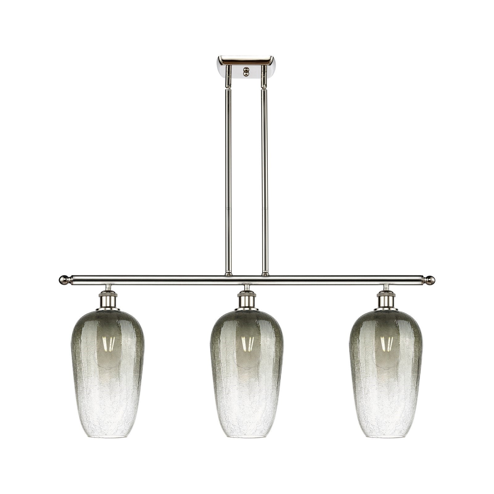 Innovations Brookhaven Flute 36in 3-Light Island Light | Industrial Polished Nickel and Slate Glass | Kitchen Island | 36 x | Model 516-3I-PN-G484-7SL
