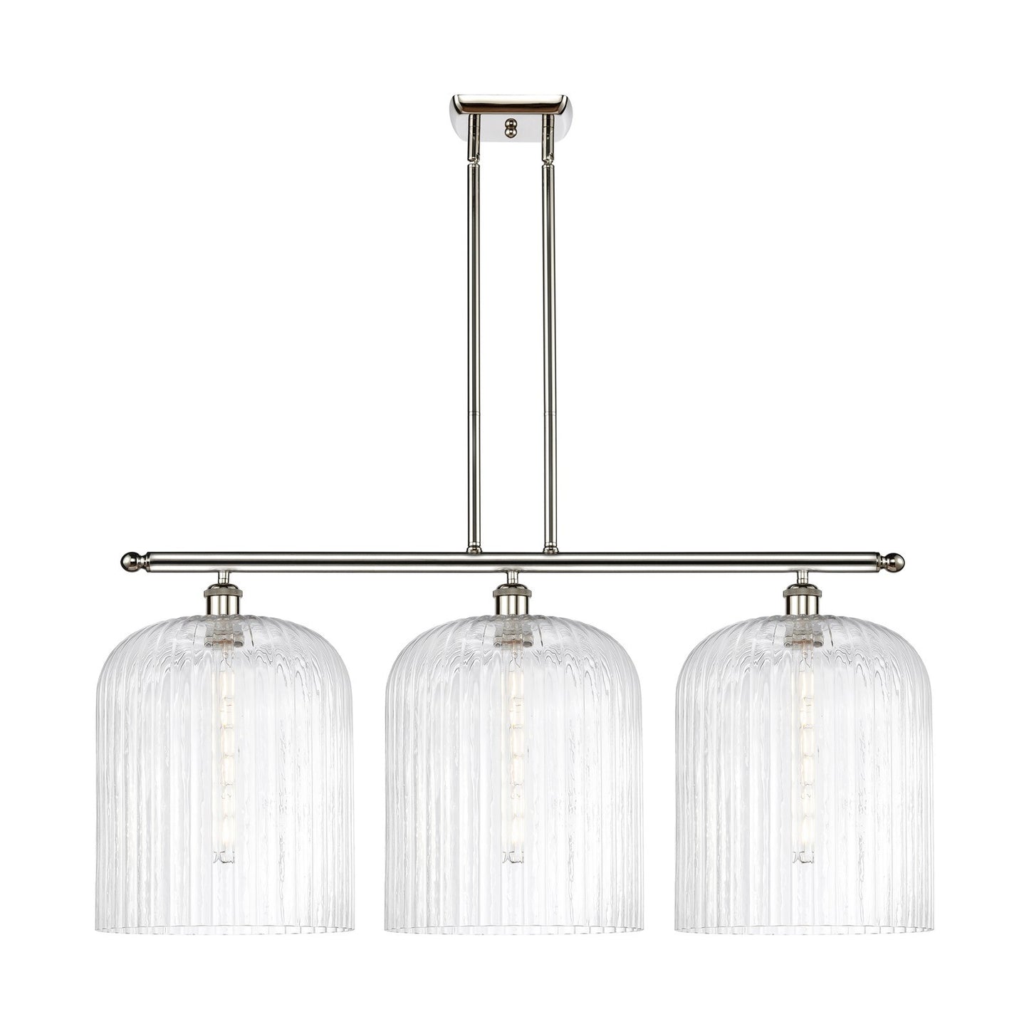Innovations Bridal Veil 36in 3-Light Island Light | Art Nouveau Polished Nickel Steel and Clear Ribbed Glass | Kitchen Island | Model 516-3I-PN-G559-12CL