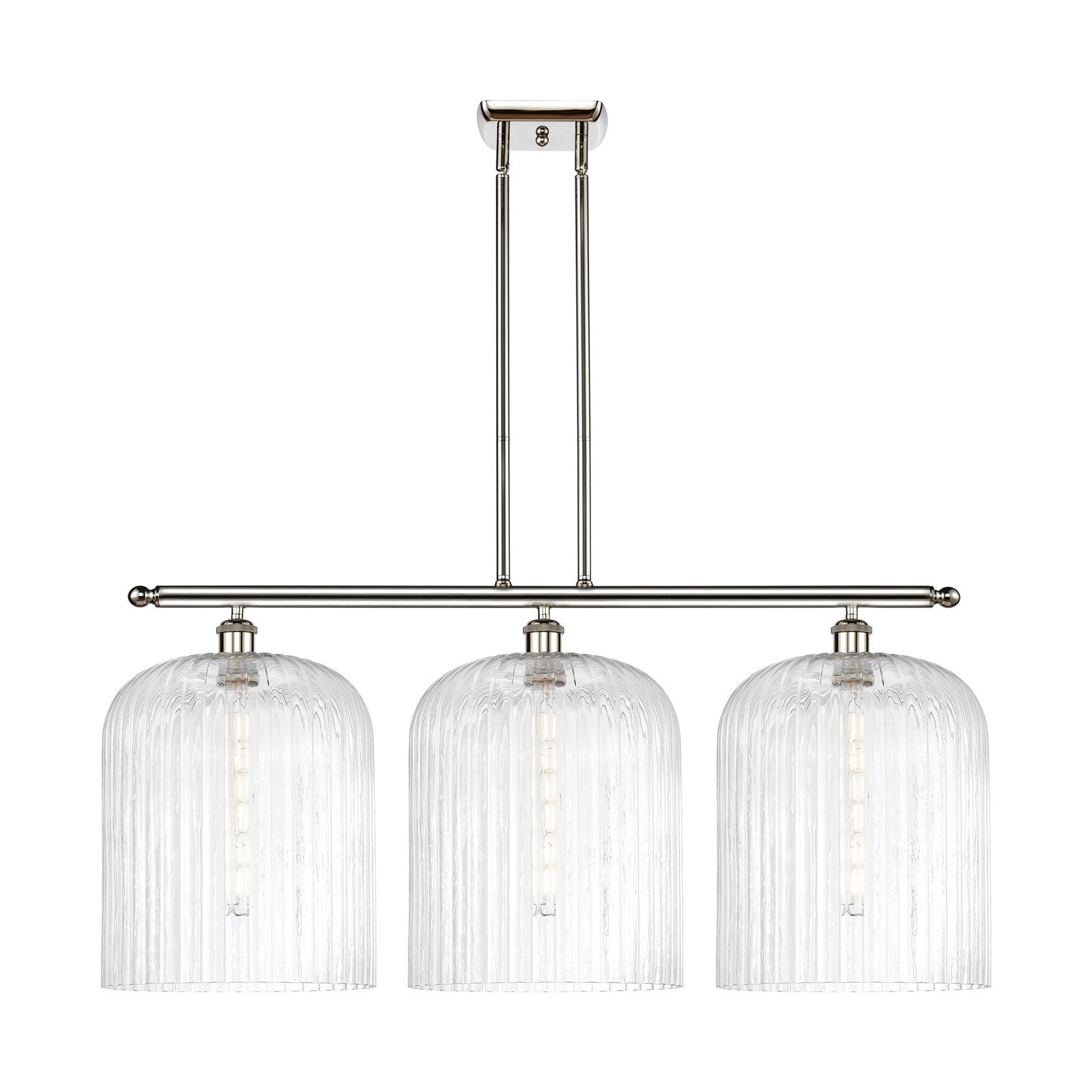 Innovations Bridal Veil 36in 3-Light Island Light | Art Nouveau Polished Nickel Steel and Clear Ribbed Glass | Kitchen Island | Model 516-3I-PN-G559-12CL