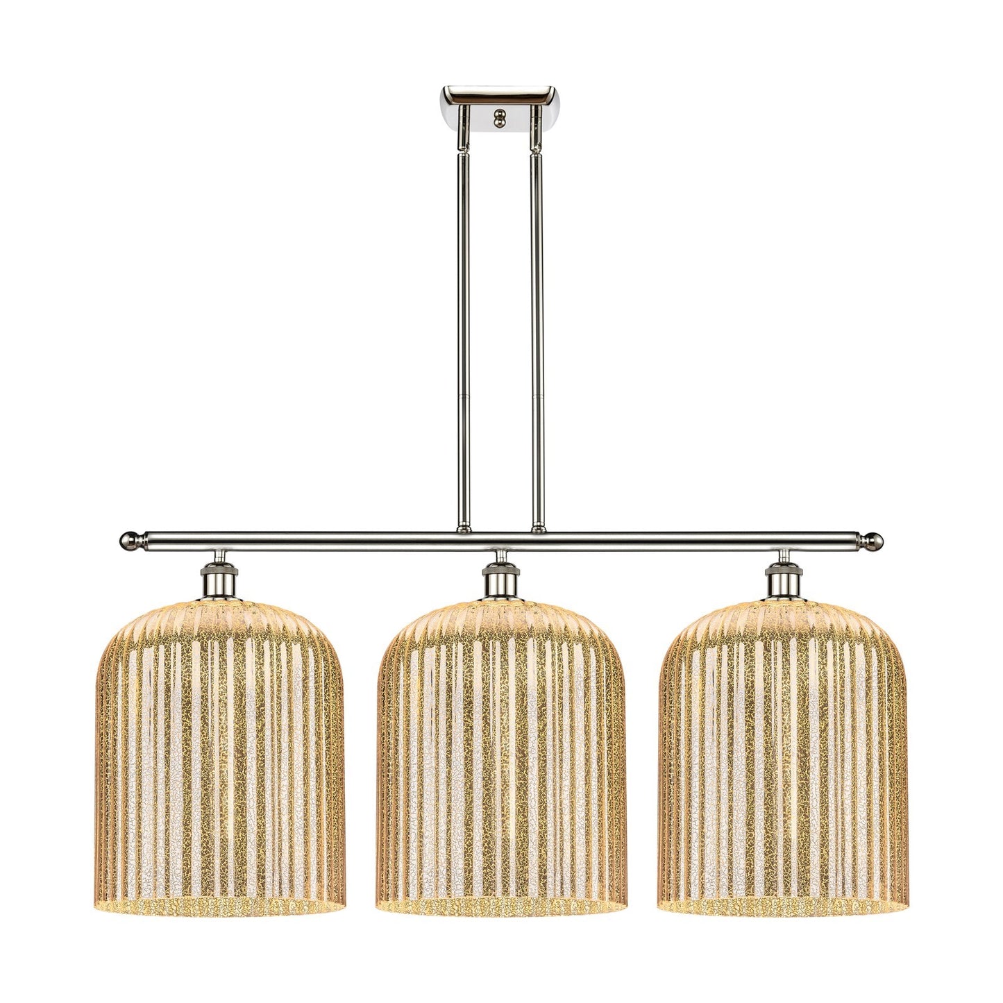 Innovations Bridal Veil 36in 3-Light Island Light | Art Nouveau Polished Nickel and Mercury Ribbed Glass | Kitchen Island & | Model 516-3I-PN-G559-12ME