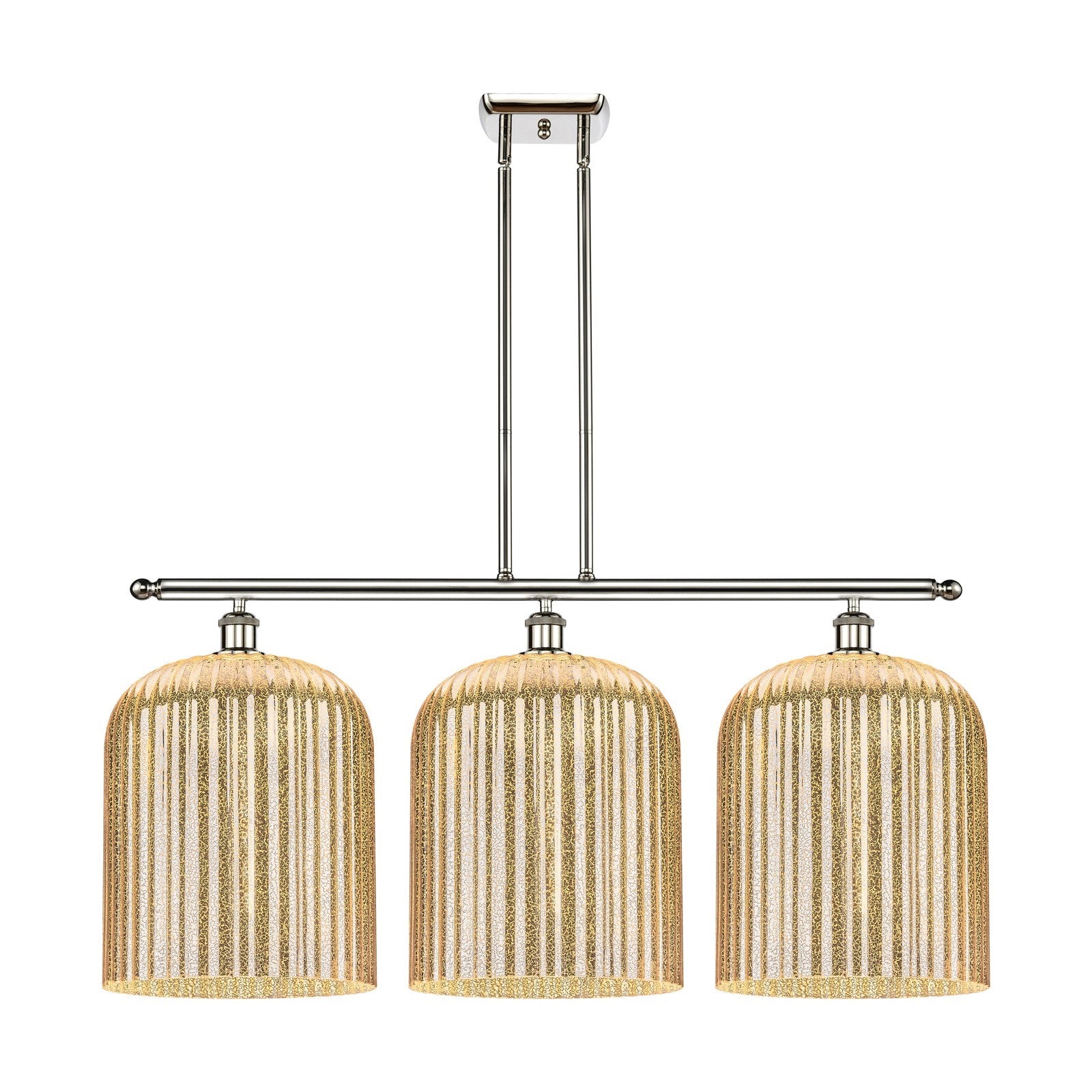 Innovations Bridal Veil 36in 3-Light Island Light | Art Nouveau Polished Nickel and Mercury Ribbed Glass | Kitchen Island & | Model 516-3I-PN-G559-12ME