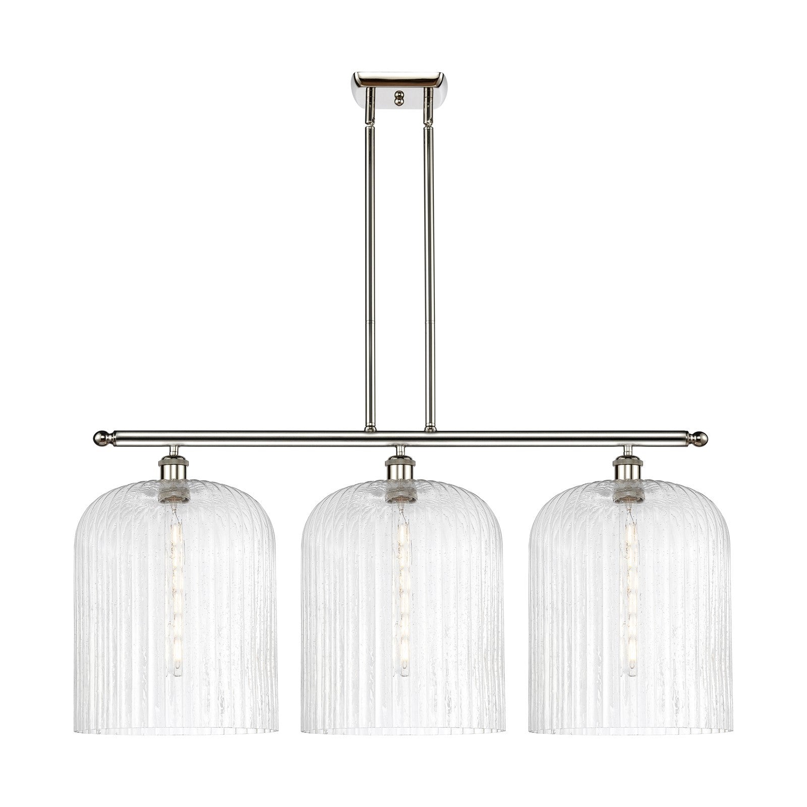 Innovations Bridal Veil 36in 3-Light Island Light | Art Nouveau Polished Nickel Steel and Seedy Ribbed Glass | Kitchen Island | Model 516-3I-PN-G559-12SDY