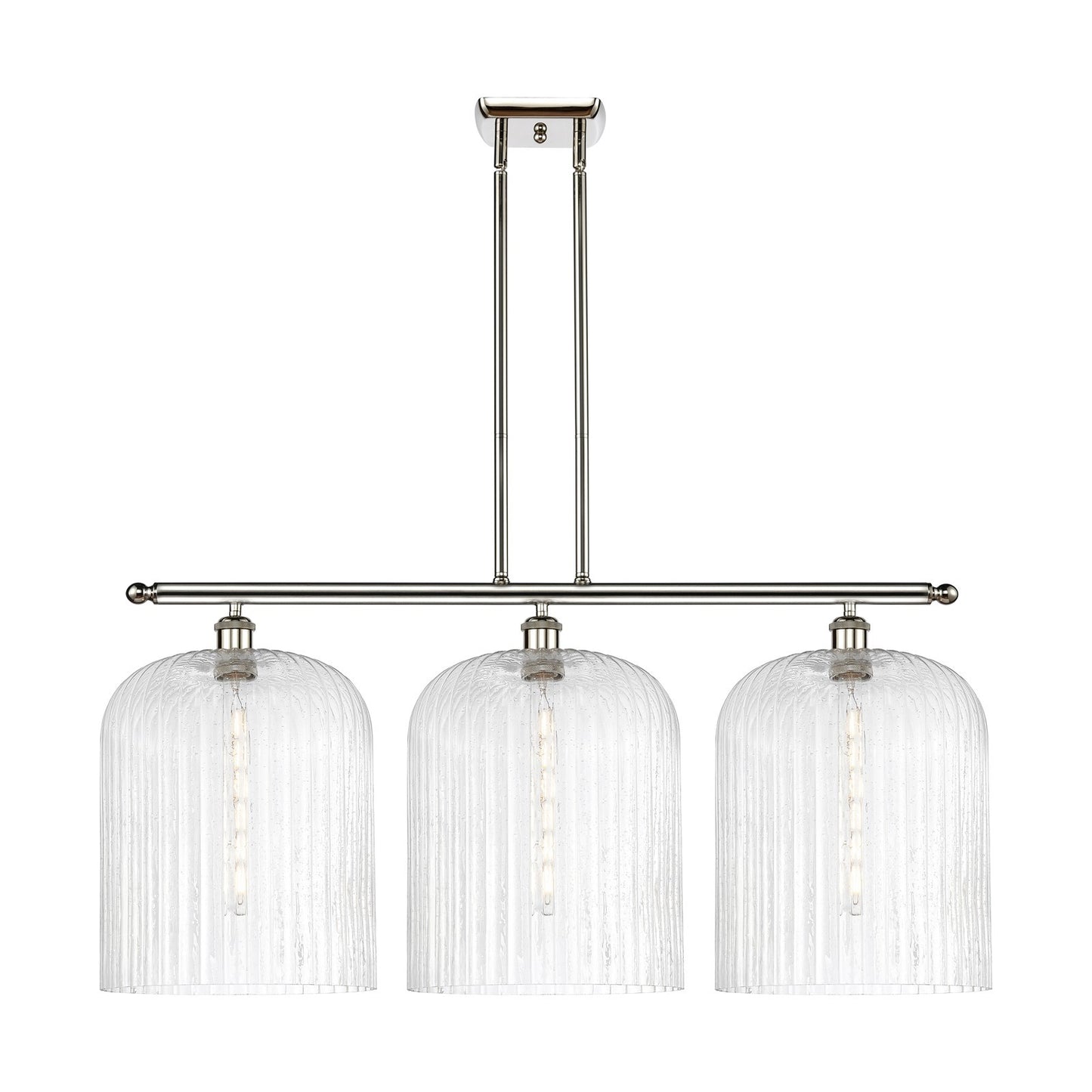 Innovations Bridal Veil 36in 3-Light Island Light | Art Nouveau Polished Nickel Steel and Seedy Ribbed Glass | Kitchen Island | Model 516-3I-PN-G559-12SDY
