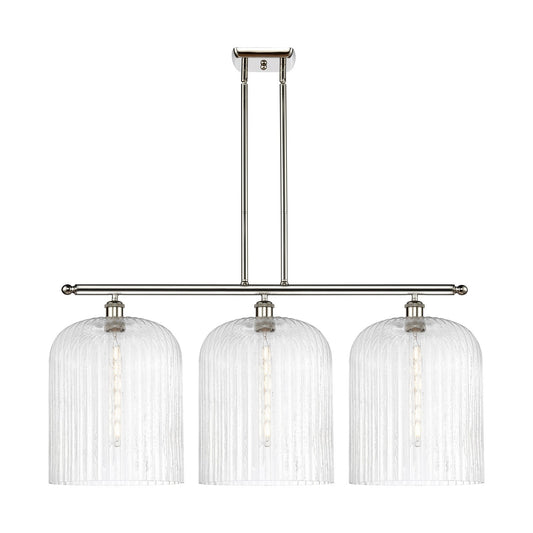 Innovations Bridal Veil 36in 3-Light Island Light | Art Nouveau Polished Nickel Steel and Seedy Ribbed Glass | Kitchen Island | Model 516-3I-PN-G559-12SDY