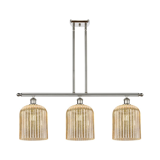 Innovations Bridal Veil 36in 3-Light Island Light | Art Nouveau Polished Nickel and Mercury Ribbed Glass | Kitchen Island & | Model 516-3I-PN-G559-8ME
