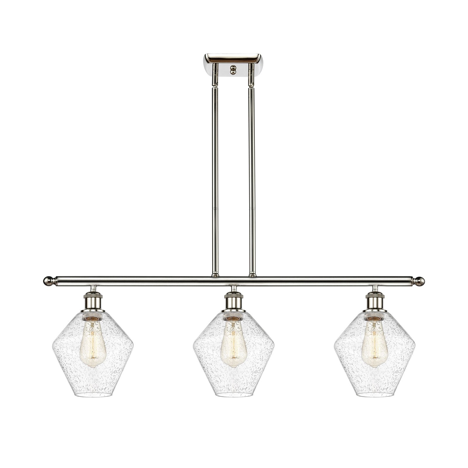 Innovations Ballston Cindyrella 36in 3-Light LED Island Pendant | Nautical Transitional Polished Nickel Steel and Seedy Glass | Model 516-3I-PN-G654-8-LED