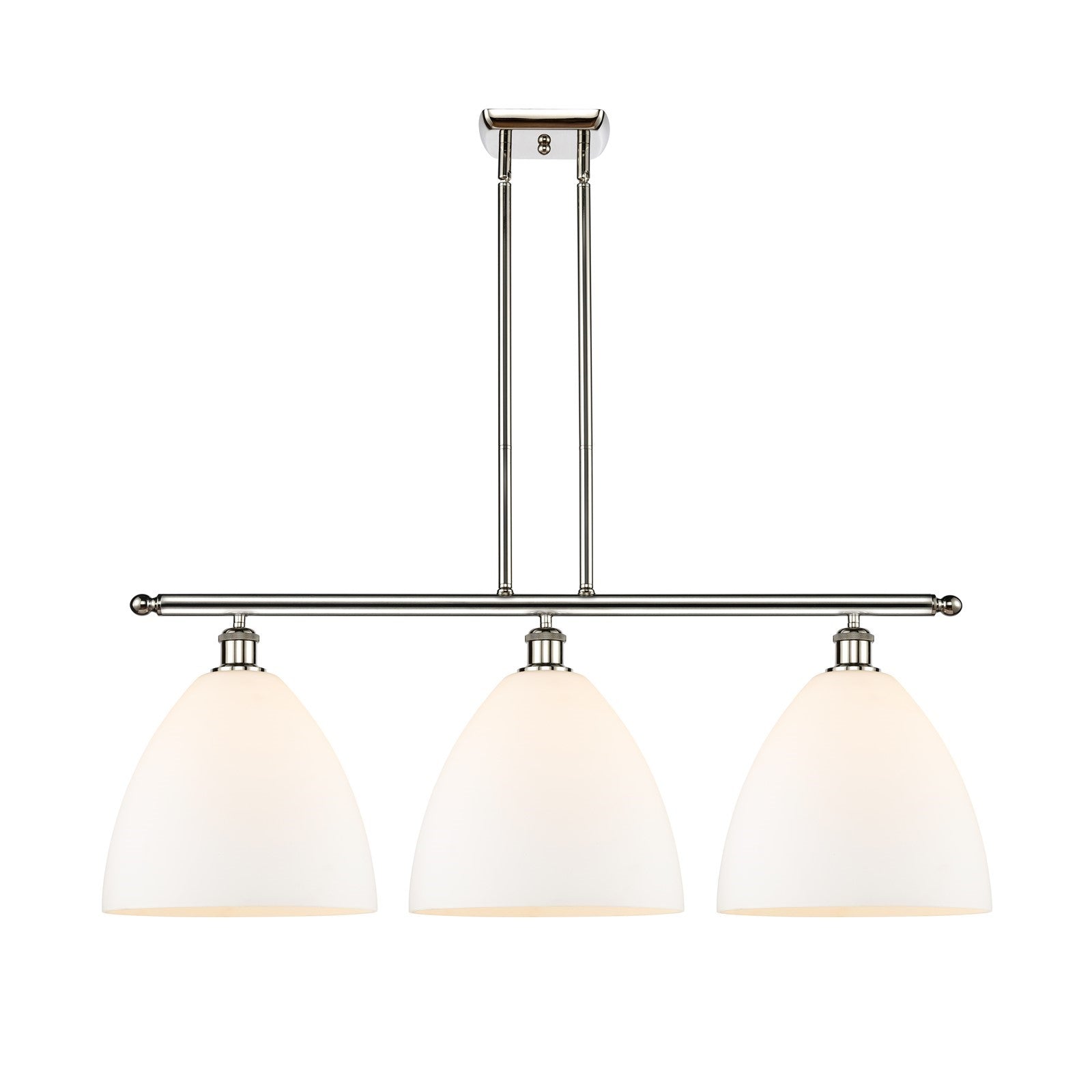Innovations Bristol 39in 3-Light Island Light | Industrial Polished Nickel Steel and Matte White Glass | Kitchen Island & | Model 516-3I-PN-GBD-121-LED