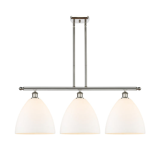 Innovations Bristol 39in 3-Light Island Light | Industrial Polished Nickel Steel and Matte White Glass | Kitchen Island & | Model 516-3I-PN-GBD-121-LED