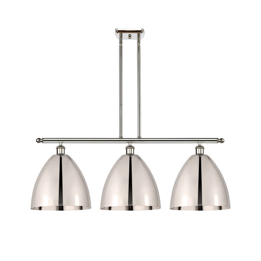 Innovations Bristol 39in 3-Light Island Light | Industrial Farmhouse Polished Nickel Steel and Cast Brass with Polished Nickel | Model 516-3I-PN-MBD-12-PN