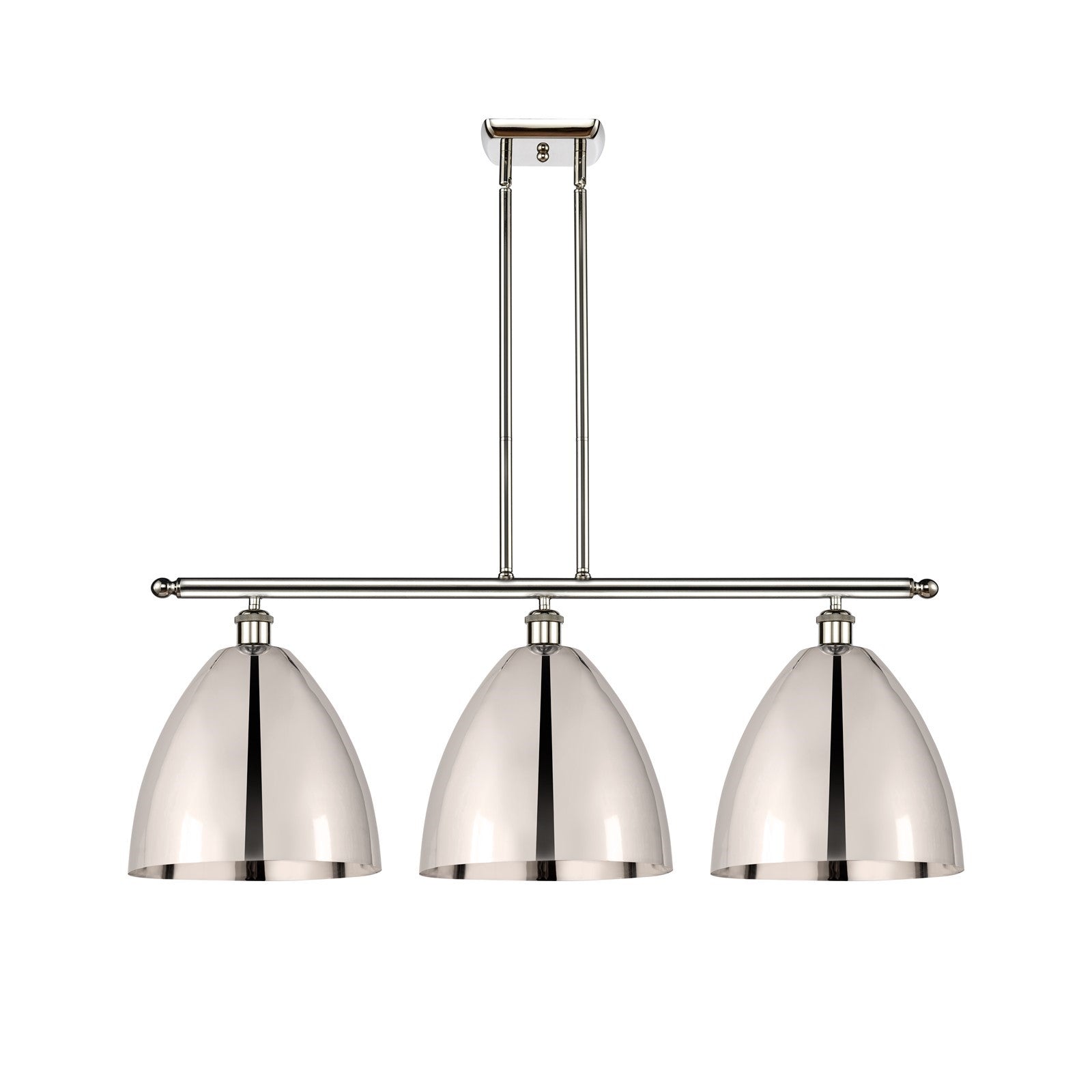 Innovations Bristol 39in 3-Light Island Light | Industrial Farmhouse Polished Nickel Steel and Cast Brass with Polished Nickel | Model 516-3I-PN-MBD-12-PN