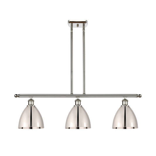 Innovations Bristol 36in 3-Light Island Light | Industrial Farmhouse Polished Nickel Steel and Cast Brass with Polished Nickel | Model 516-3I-PN-MBD-75-PN