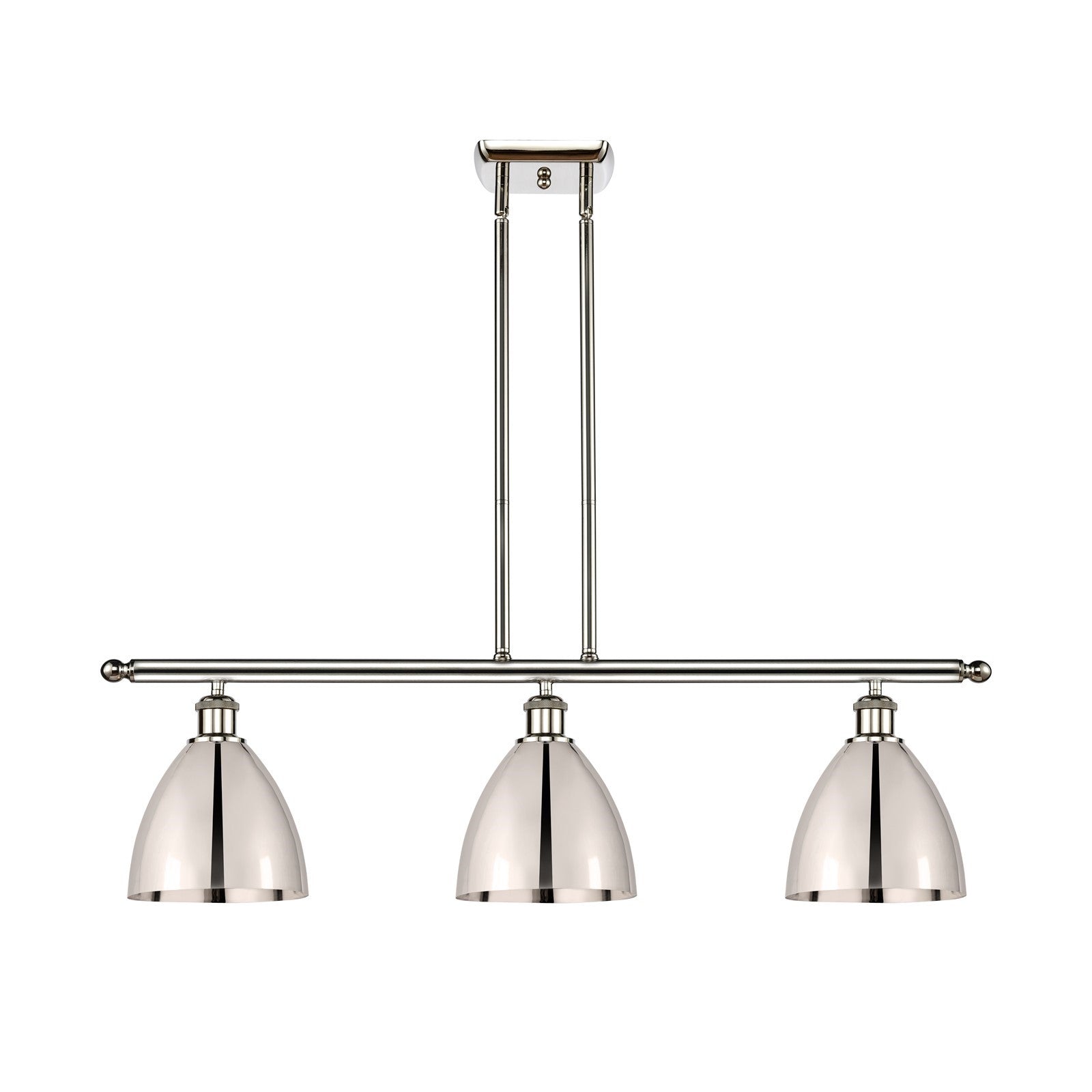 Innovations Bristol 36in 3-Light Island Light | Industrial Farmhouse Polished Nickel Steel and Cast Brass with Polished Nickel | Model 516-3I-PN-MBD-75-PN