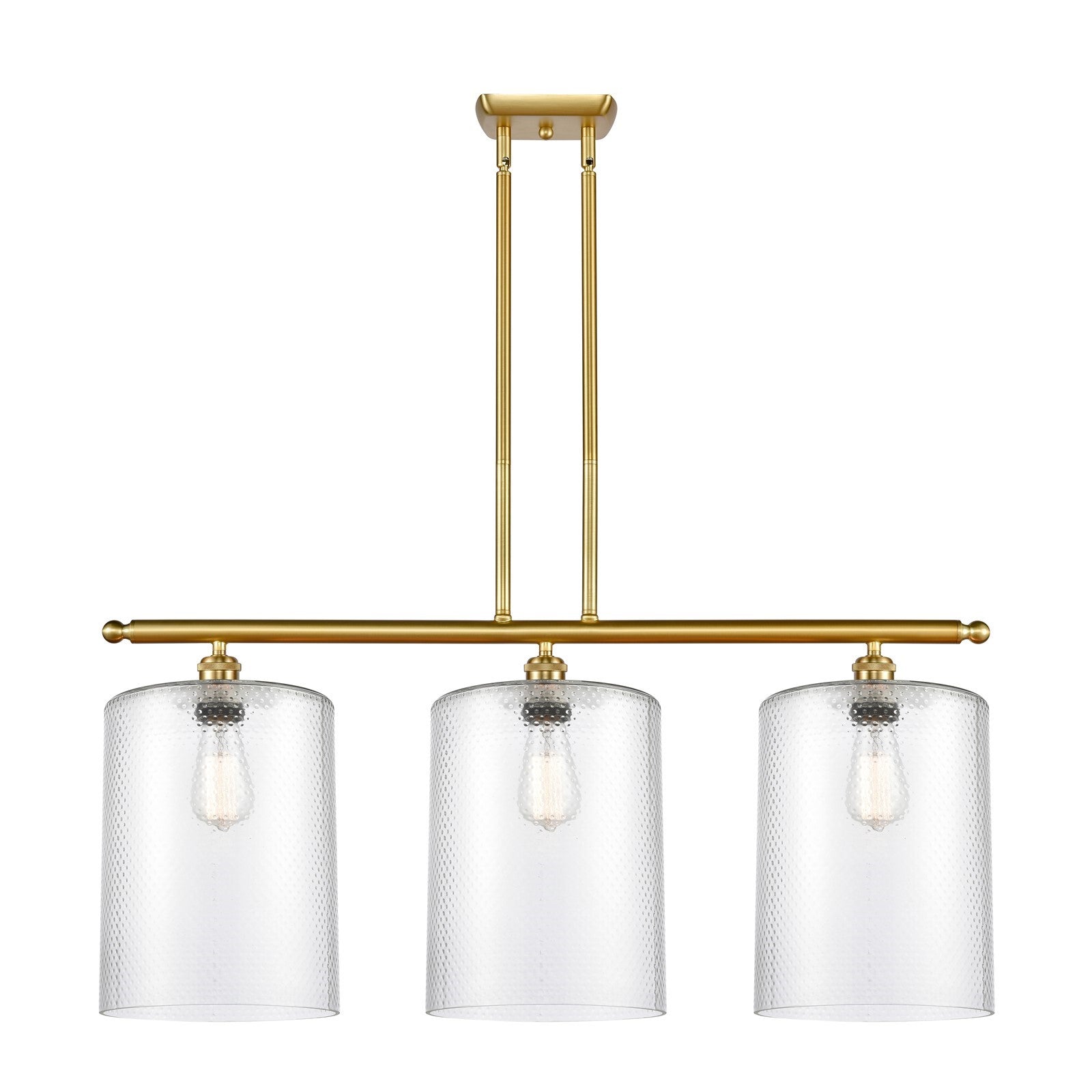 Innovations Cobbleskill 36in 3-Light Island Light | Art Nouveau Satin Gold Steel and Clear Glass | Kitchen Island & Dining Room | Model 516-3I-SG-G112-L