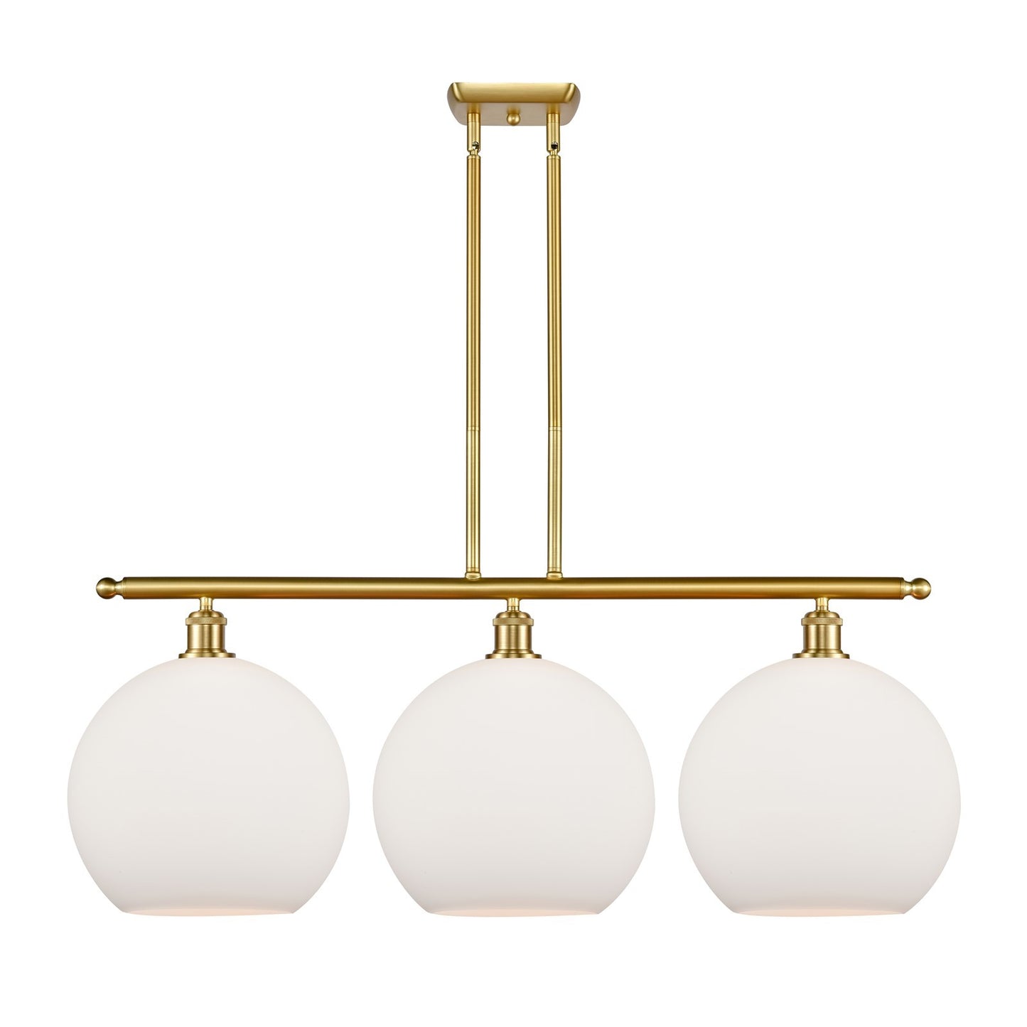 Innovations Athens 38in 3-Light Island Light | Industrial Satin Gold Steel and Matte White Glass | Kitchen Island & Dining Room | Model 516-3I-SG-G121-12