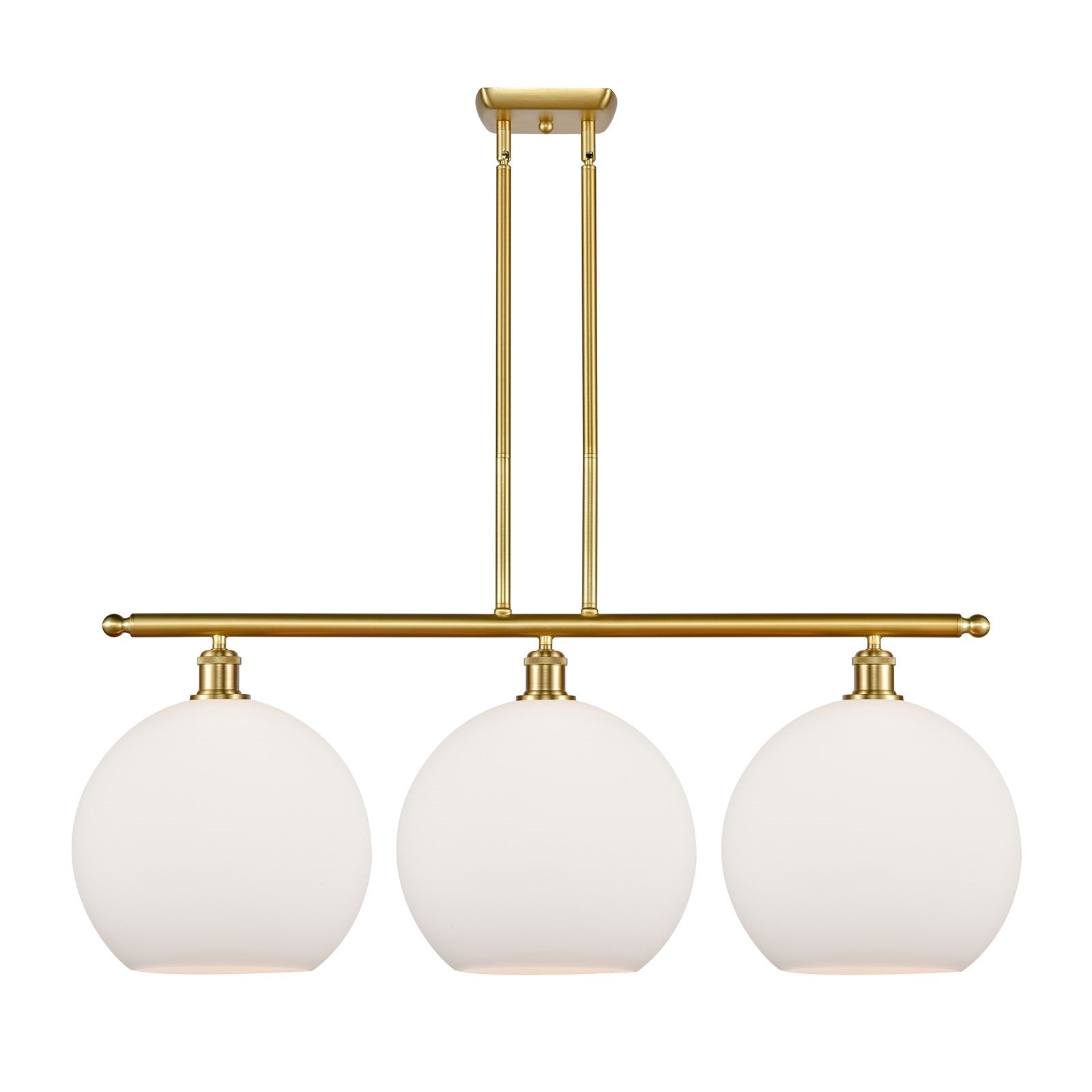 Innovations Athens 38in 3-Light Island Light | Industrial Satin Gold Steel and Matte White Glass | Kitchen Island & Dining Room | Model 516-3I-SG-G121-12