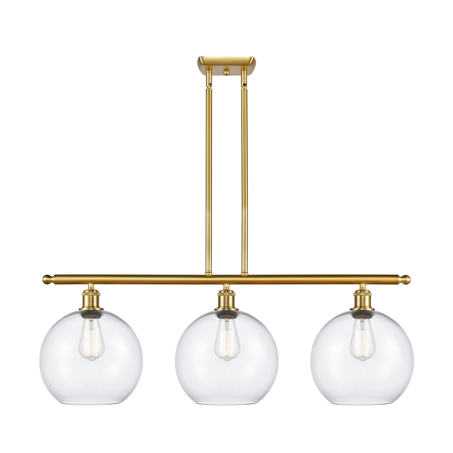 Innovations Athens 37in 3-Light Island Light | Industrial Satin Gold Steel and Clear Glass | Kitchen Island & Dining Room | 36.5 | Model 516-3I-SG-G122-10