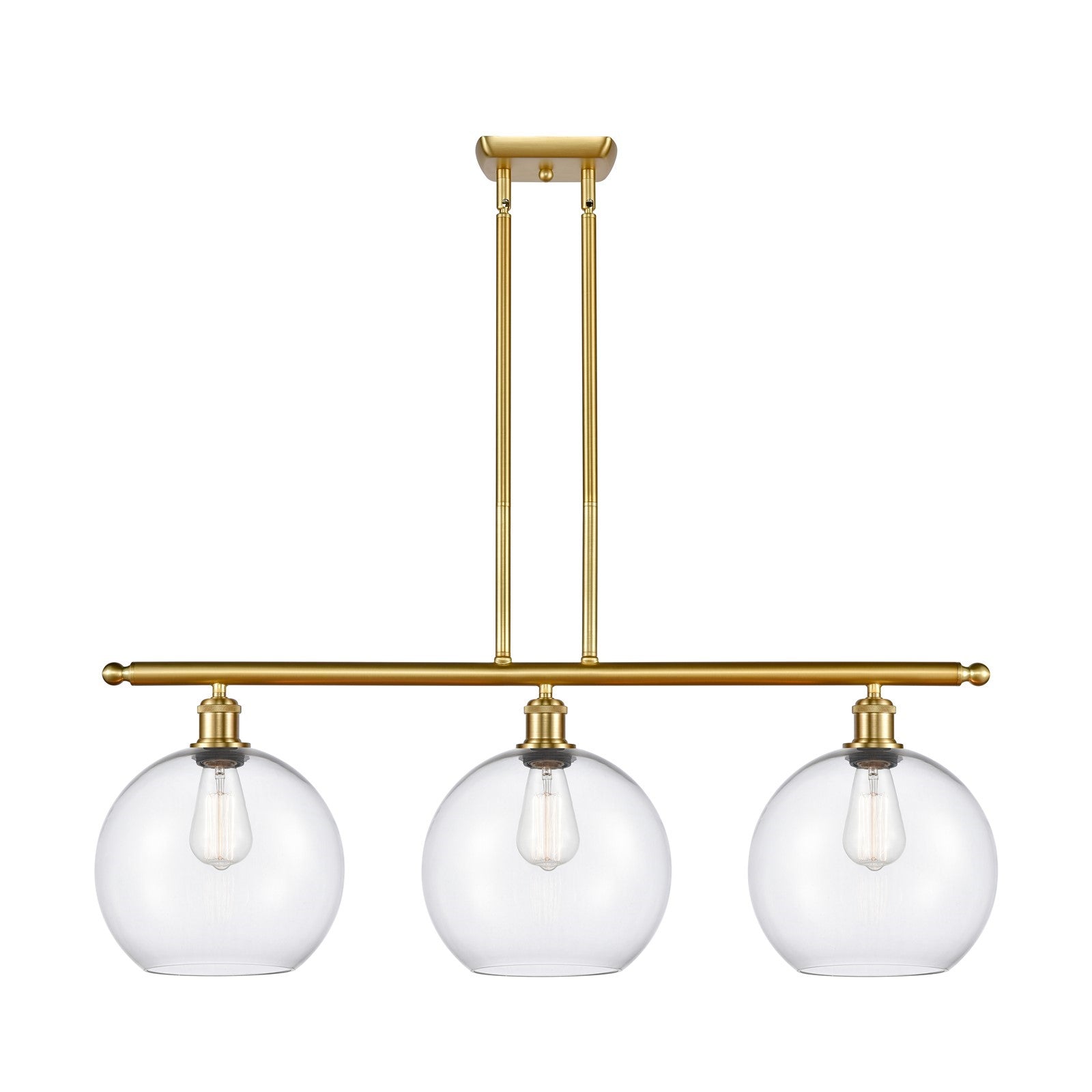 Innovations Athens 37in 3-Light Island Light | Industrial Satin Gold Steel and Clear Glass | Kitchen Island & Dining Room | 36.5 | Model 516-3I-SG-G122-10
