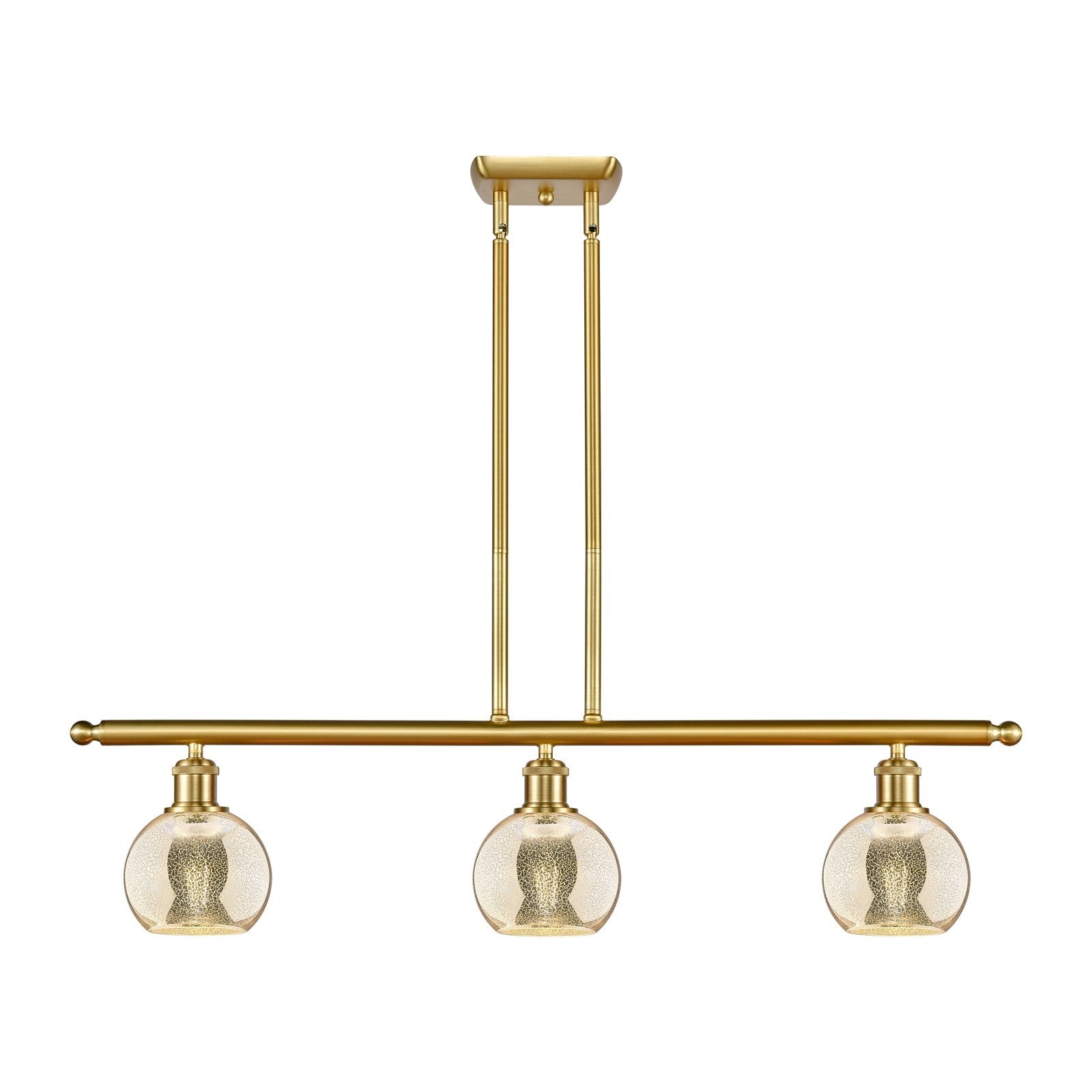 Innovations Athens 36in 3-Light Island Light | Industrial Satin Gold Steel and Mercury Glass | Kitchen Island & Dining Room | 36 | Model 516-3I-SG-G128-6