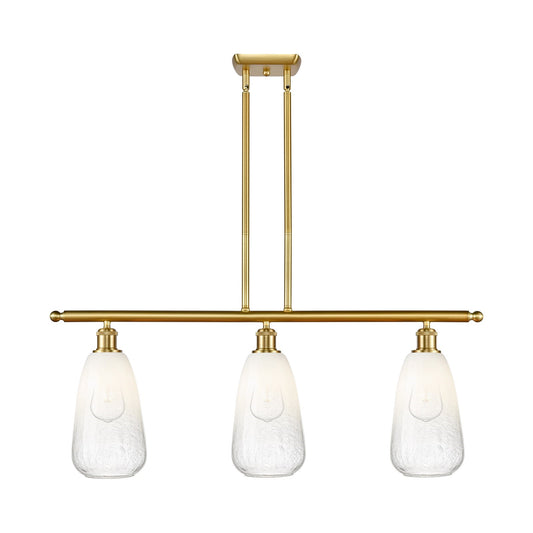 Innovations Brookhaven Almond 36in 3-Light Island Light | Industrial Satin Gold Steel and Opal Glass | Kitchen Island & Dining | Model 516-3I-SG-G480-6OP