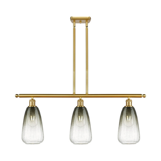 Innovations Brookhaven Almond 36in 3-Light Island Light | Industrial Satin Gold Steel and Cast Brass with Slate Glass Shade | Model 516-3I-SG-G480-6SL