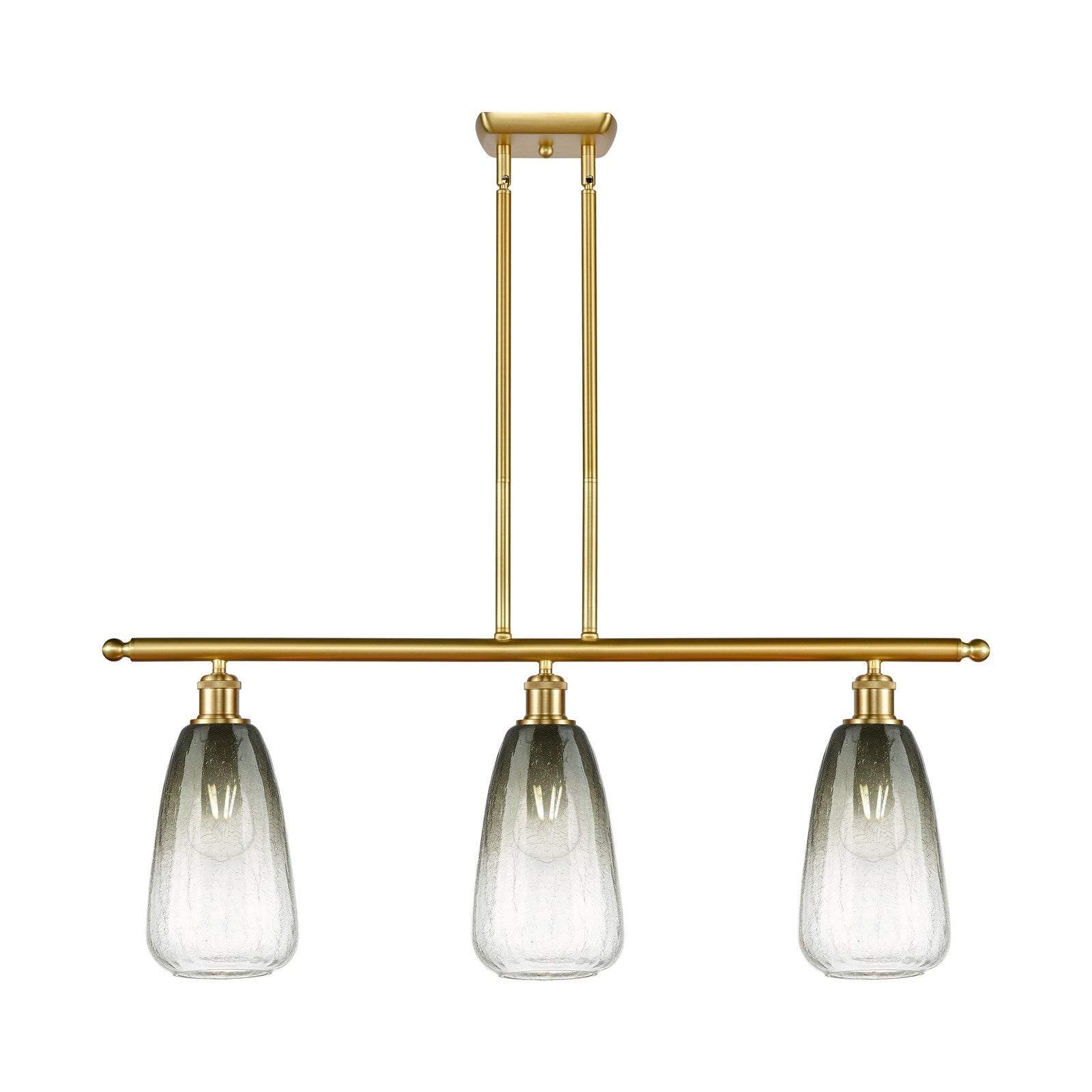 Innovations Brookhaven Almond 36in 3-Light Island Light | Industrial Satin Gold Steel and Cast Brass with Slate Glass Shade | Model 516-3I-SG-G480-6SL