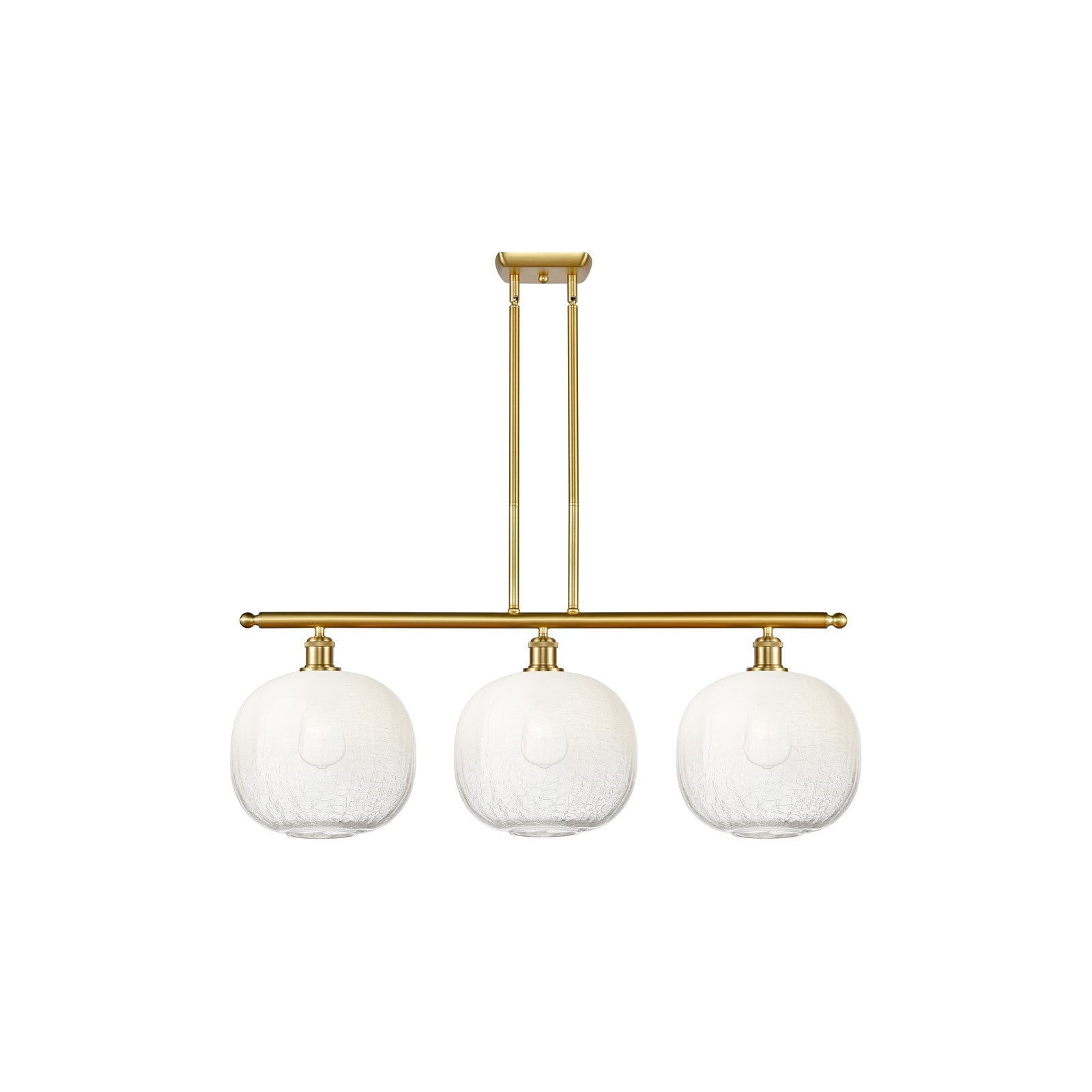 Innovations Brookhaven Sphere 37in 3-Light Island Light | Industrial Satin Gold Steel and Opal Glass | Kitchen Island & Dining | Model 516-3I-SG-G481-10OP